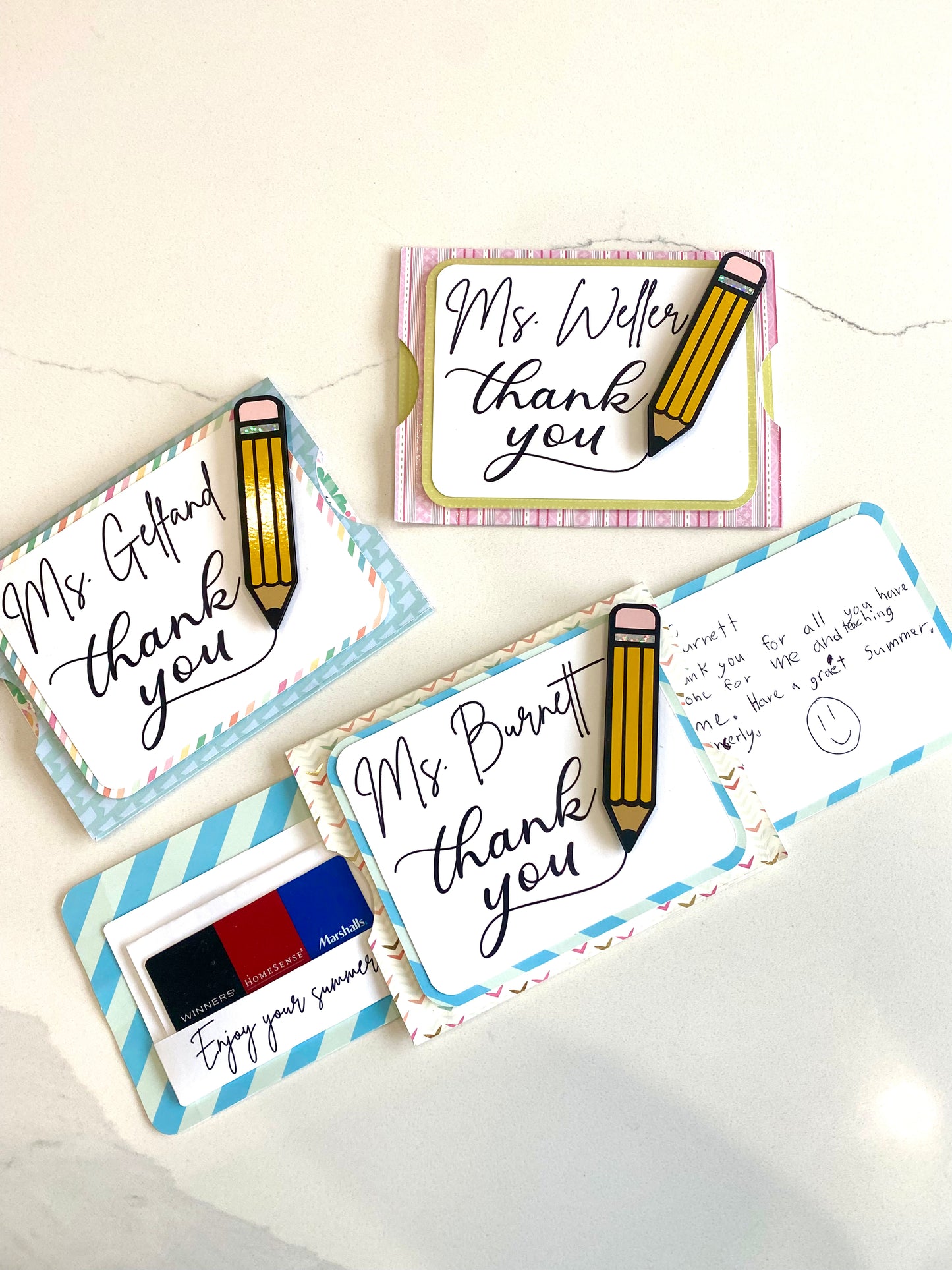 Teacher's Thank You Sliding Gift Card holders